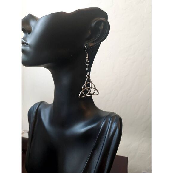 Celtic Triquetra Knot Dangle Earrings - Picture 6 of 6